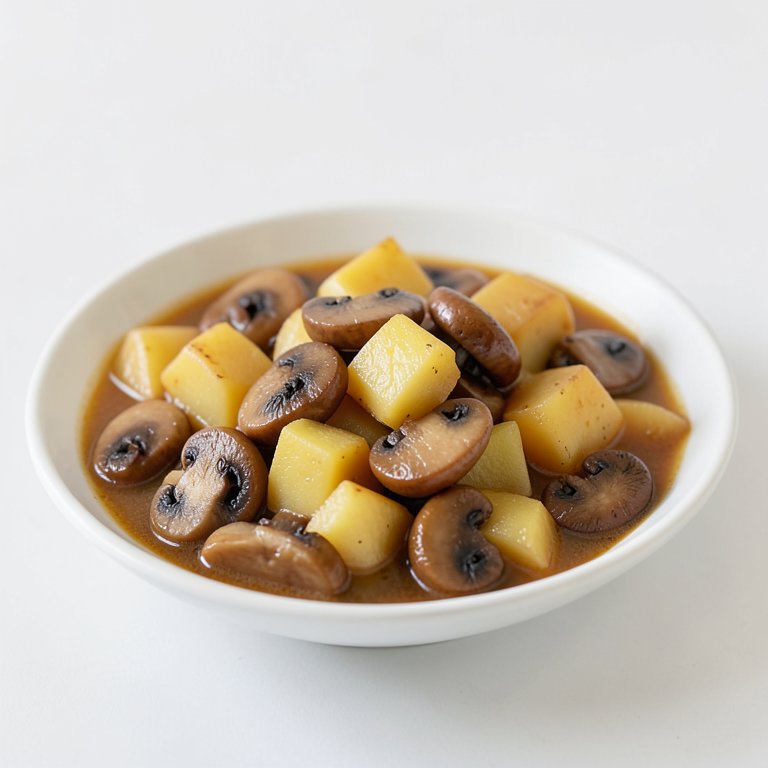 Картофель, тушеный с грибами