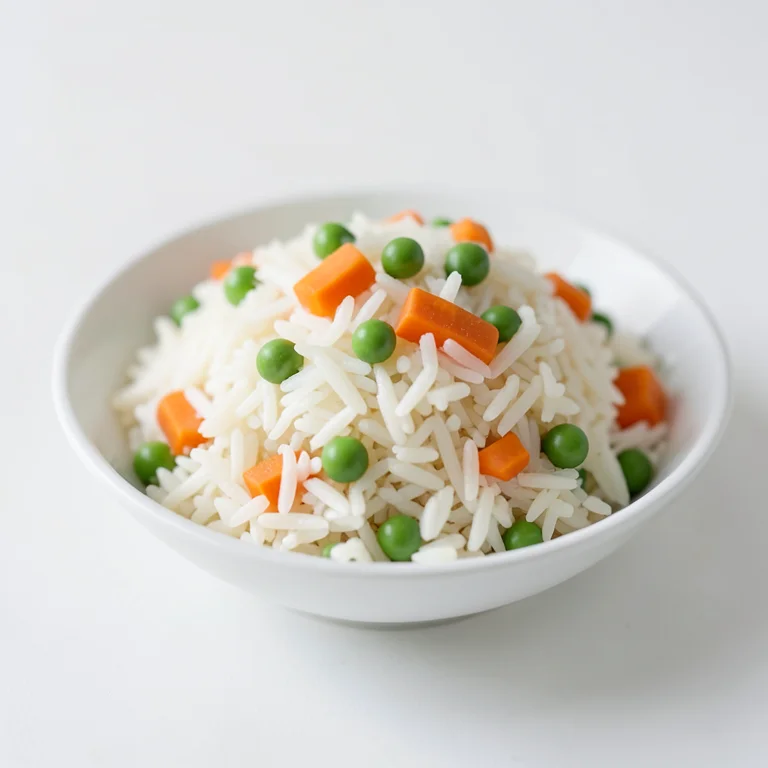 Белый рис с горошком и морковью