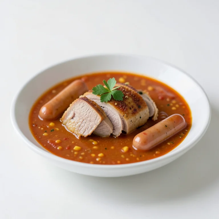 Борщ с уткой и сосисками