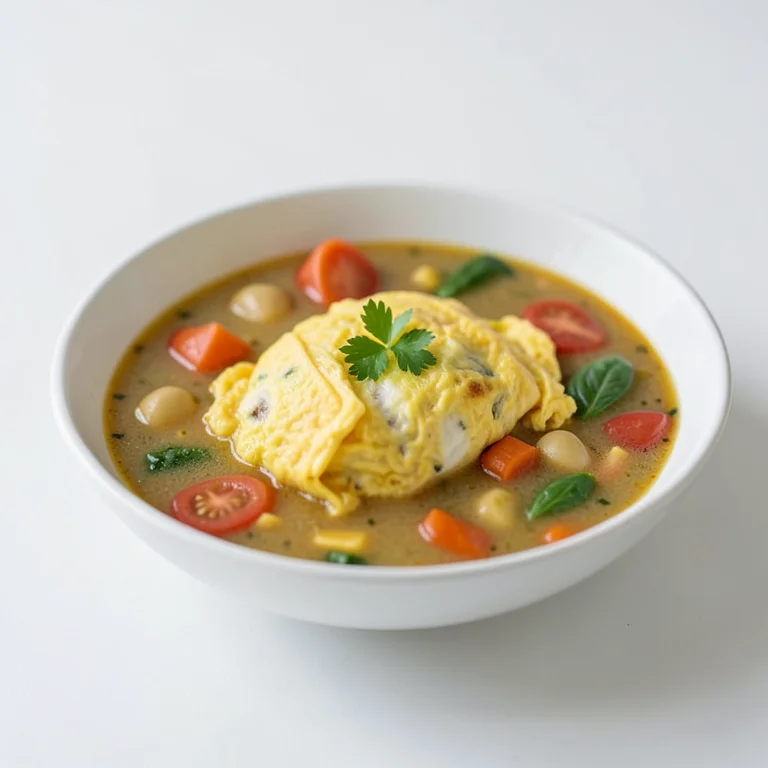 Бульон с омлетом и овощами