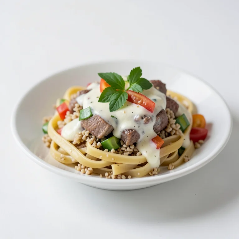 Цельнозерновые макароны с курицей, овощами и сливочным соусом (домашний рецепт)