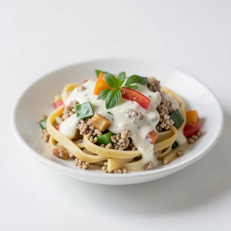 Цельнозерновые макароны с овощами в сливочном соусе (домашний рецепт)