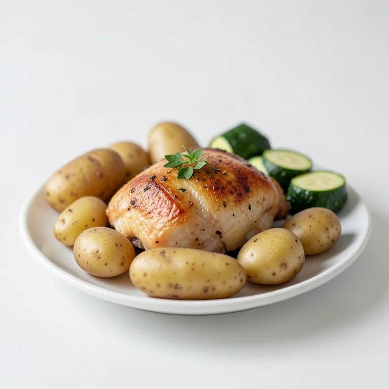 Цыпленок с молодым картофелем и кабачками