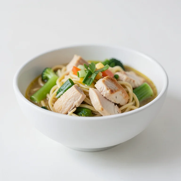 Детское пюре с курицей, лапшой и овощами