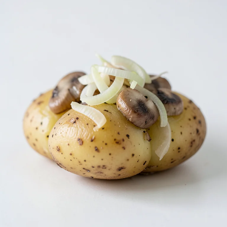Картофель отварной с луком и грибами или помидорами