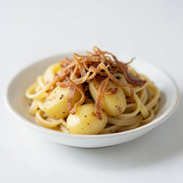 Картофель с жареным луком и макаронами