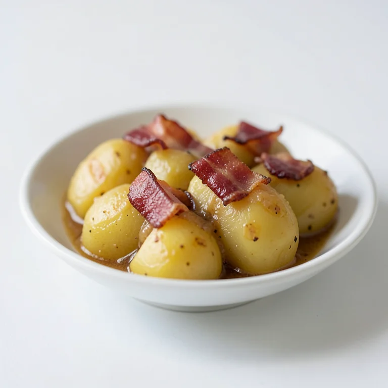Картофель, тушеный с копченой грудинкой