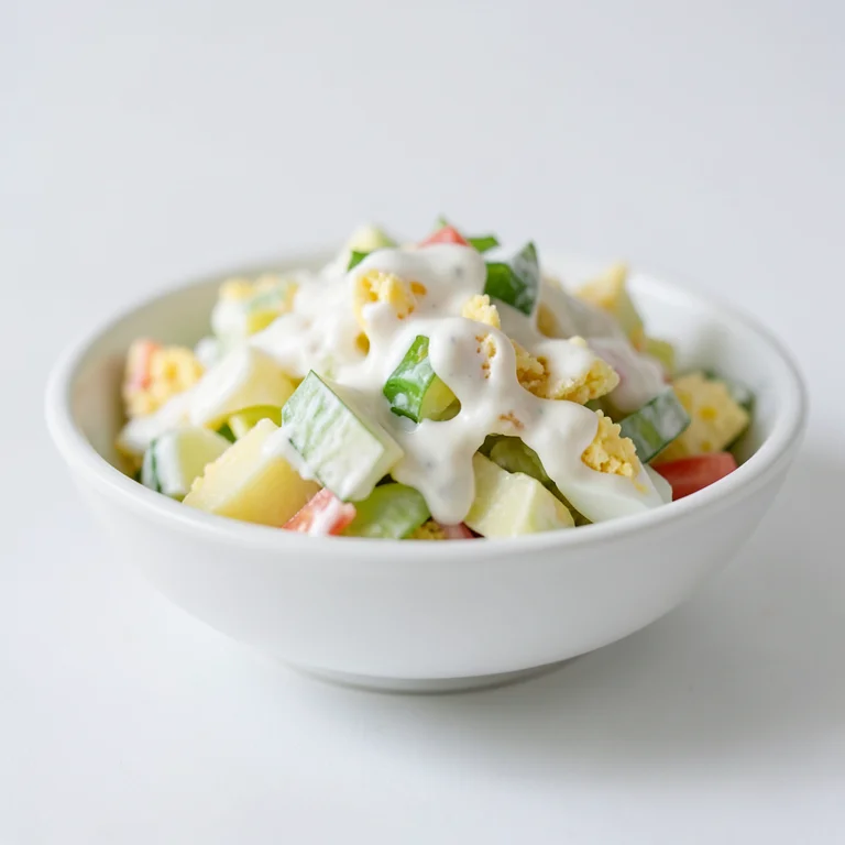 Картофельный салат с яйцом и легкой сливочной заправкой