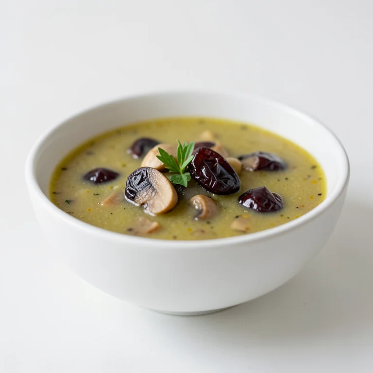 Картофельный суп с грибами и черносливом