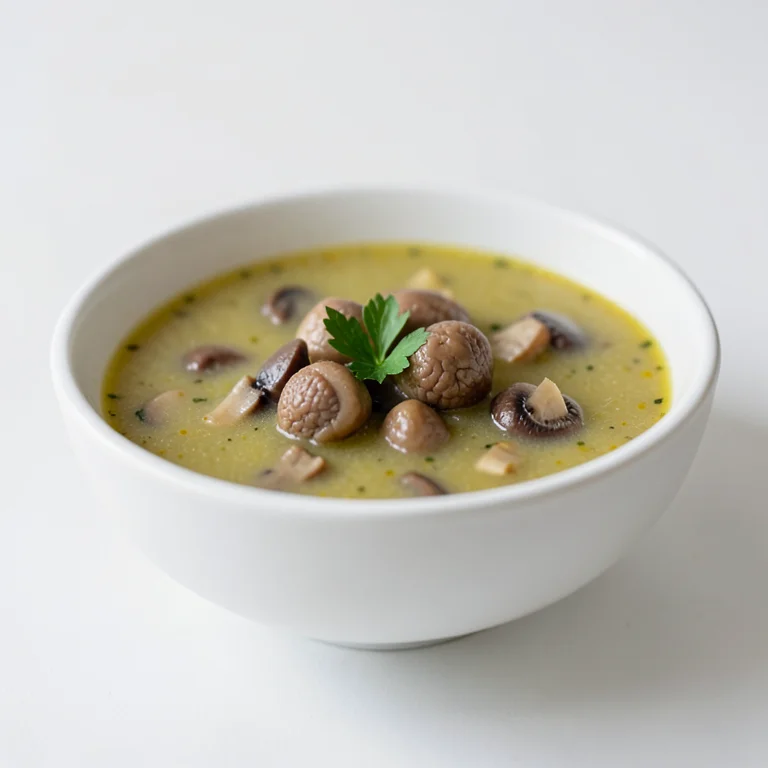 Картофельный суп с грибами и мозгами