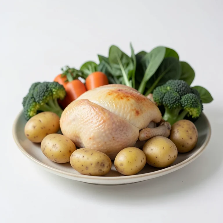 Курица или индейка с овощами и картофелем