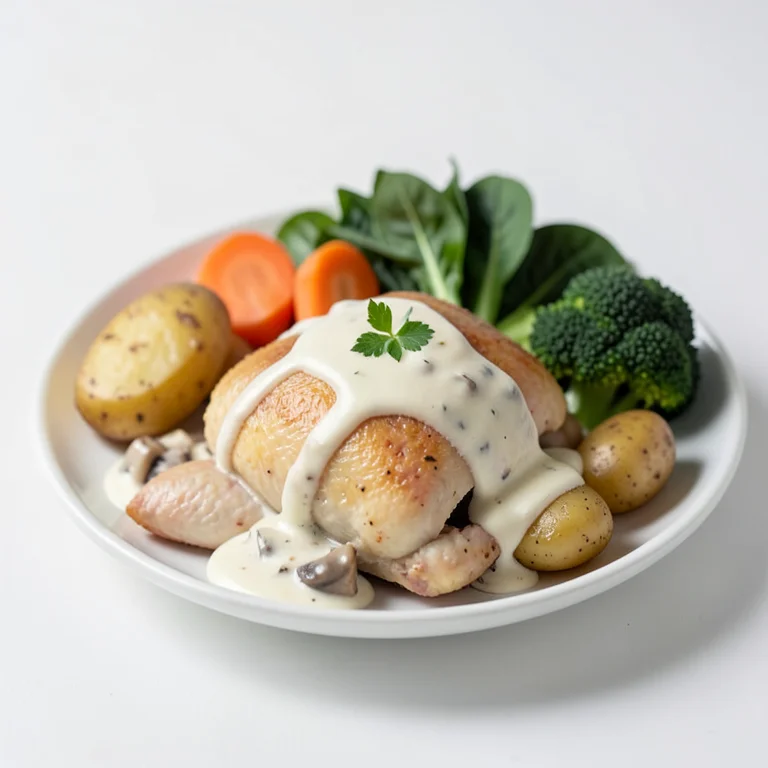 Курица или индейка с овощами и сливочным соусом