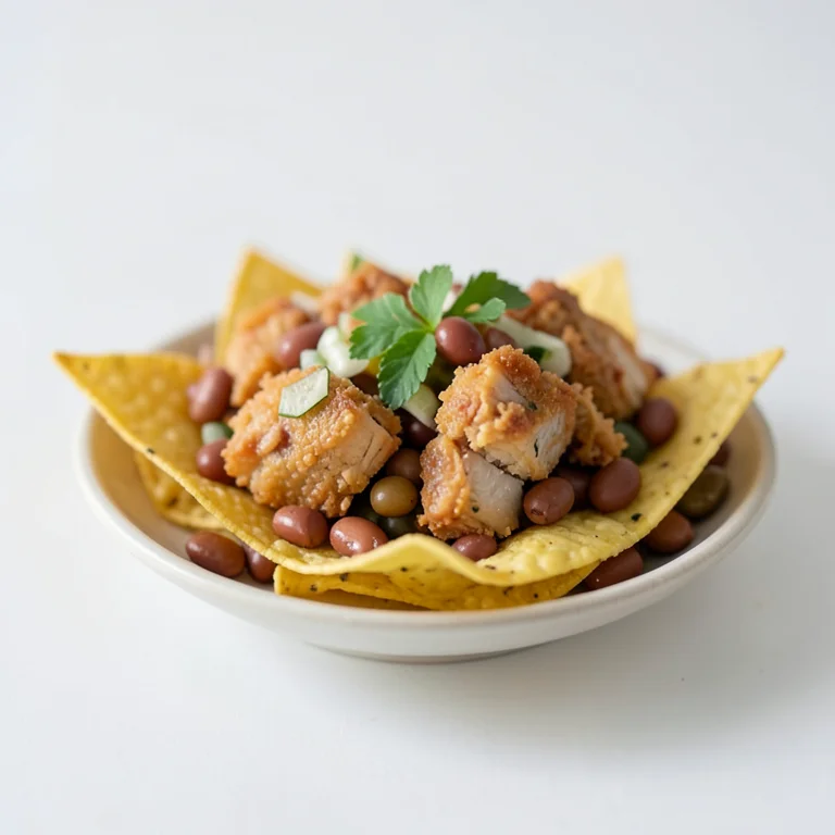 Начос с курицей и фасолью