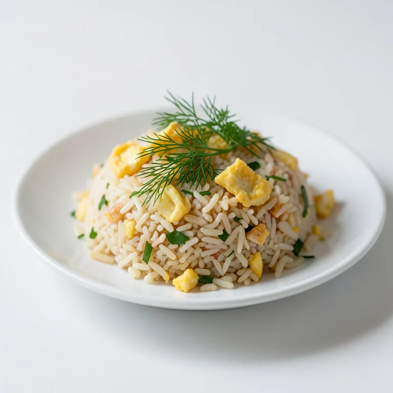 Плов с укропом и омлетом