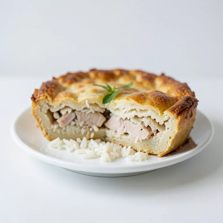 Рыбный пирог с рисом и яйцом