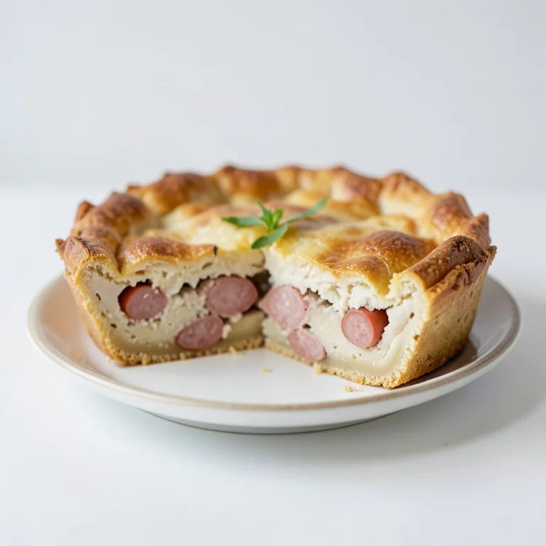 Рыбный пирог с сардельками