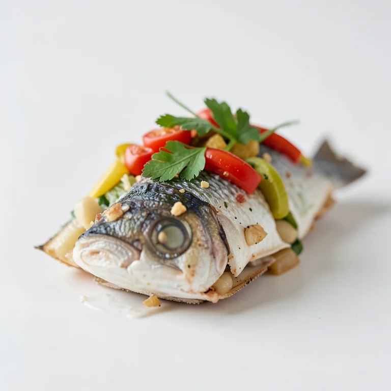 Скумбрия, фаршированная овощами