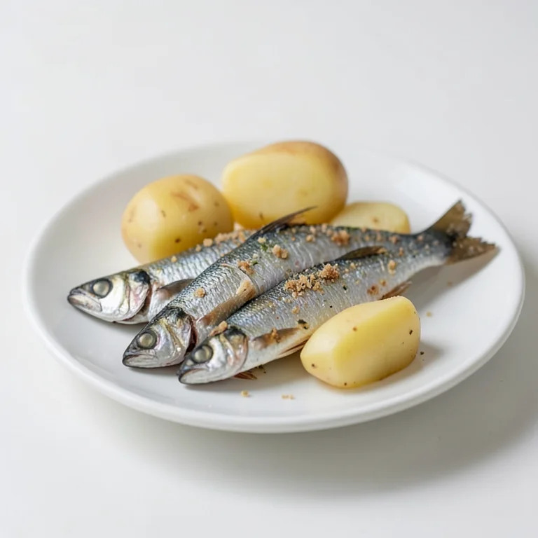 Солёная хамса, тюлька, килька, салака с картофелем